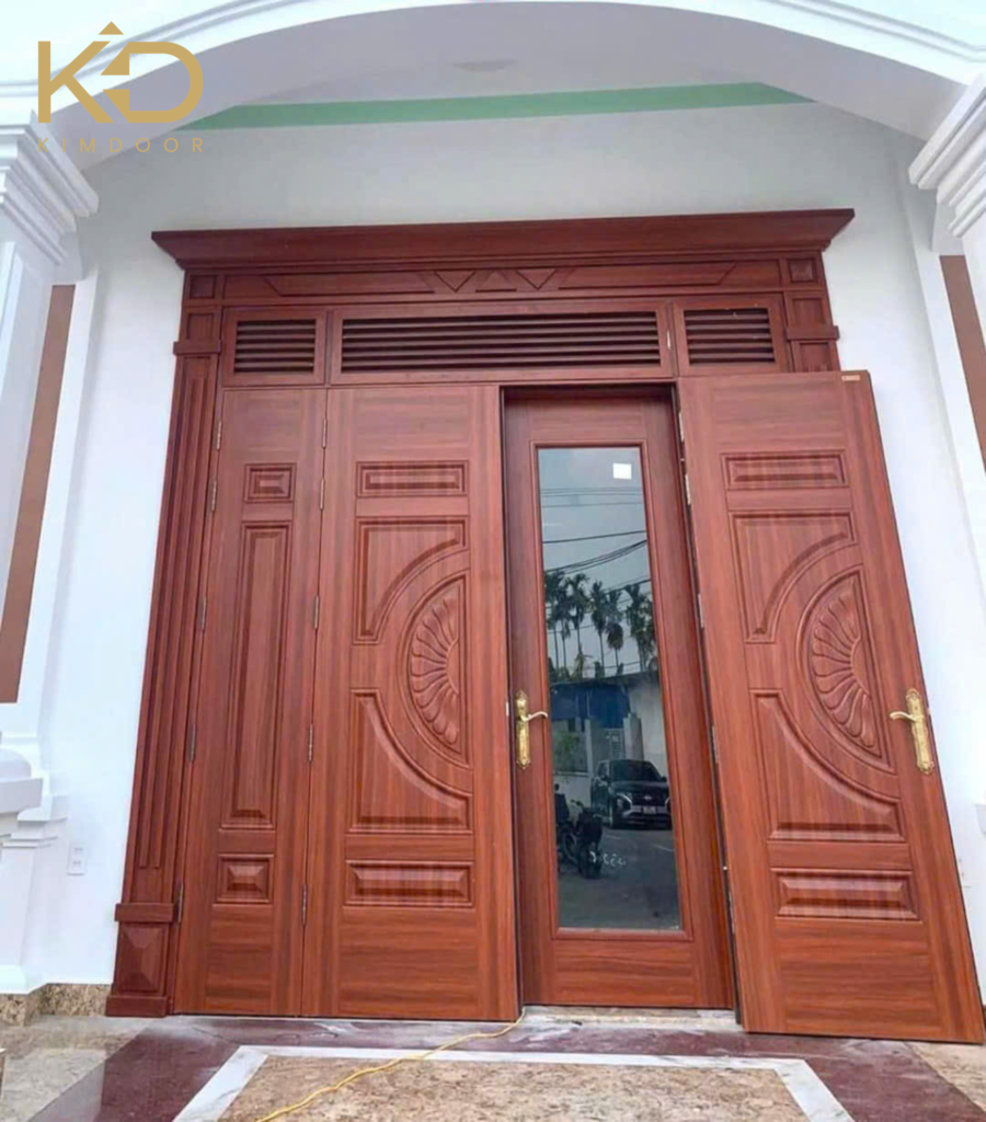 Cửa thép vân gỗ 4 cánh